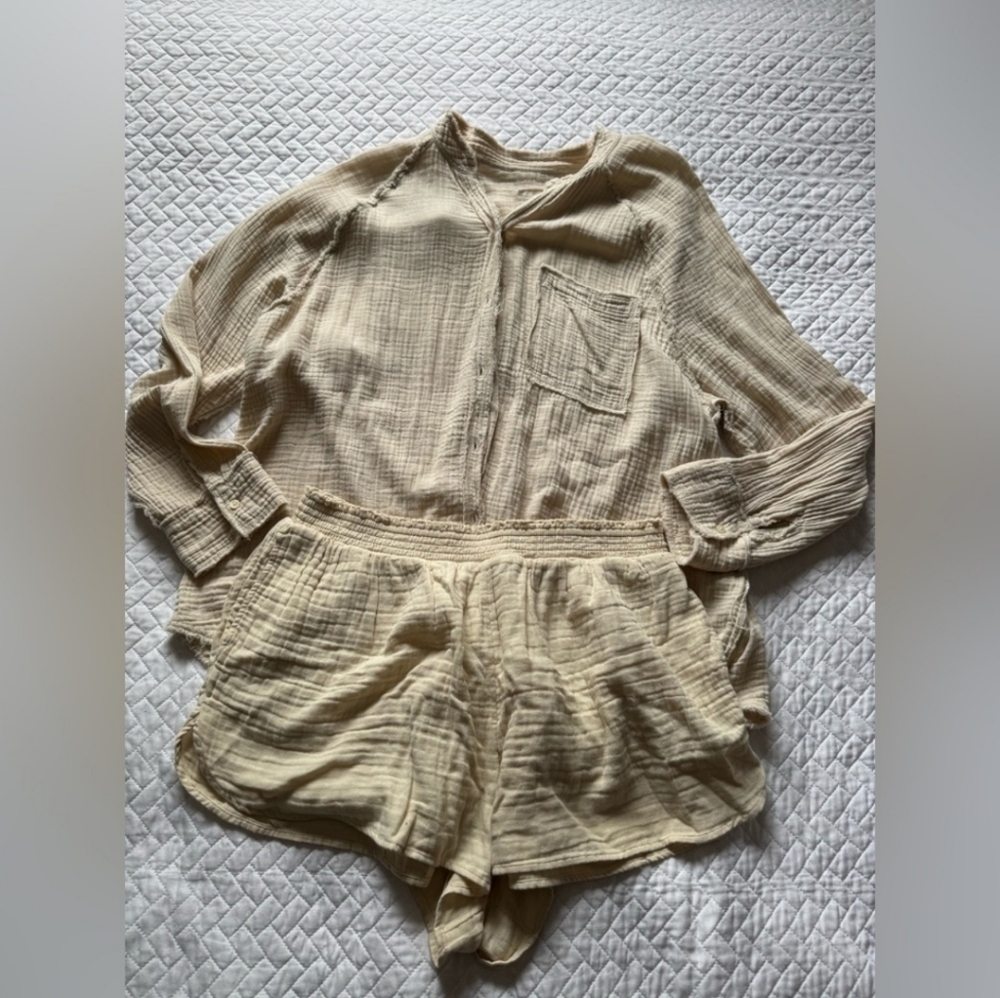 Aerie Beige Gauze Textured Set